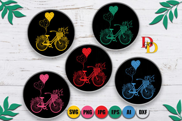 Bicycle with Flowers Graphics for Crafts