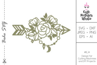 Boho Style Arrow with Flowers Graphics for Crafts