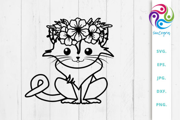 Cat with Flowers Crown on Head Graphics and Crafts Review