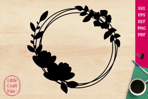 Circle Frame Cute Flowers Graphics for Crafts