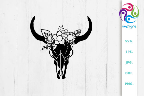 Cow Boho Skull with Flowers Graphics and Crafts Review
