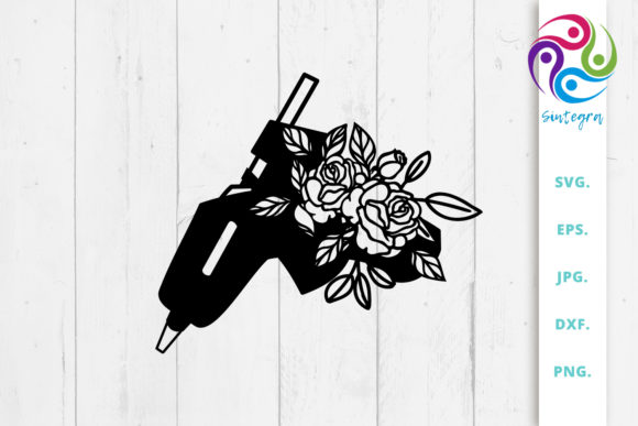 Craft Glue Gun with Flowers Graphics for Crafts