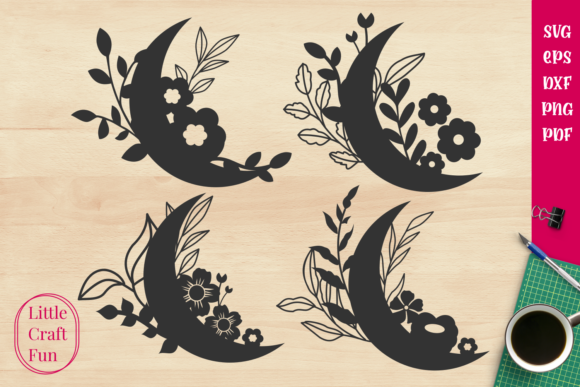 Crescent Cute Flowers Graphics for Crafts and Design