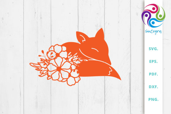 Cute Fox with Flowers Graphics for Crafts