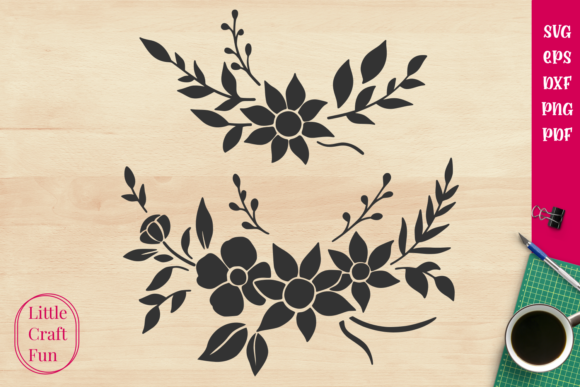 Flowers Bouquets Silhouette Graphics for Crafts