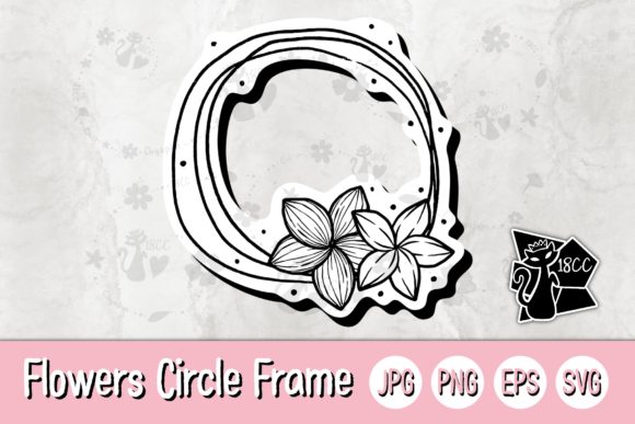 Flowers Circle Frame Graphics for Crafts and Content