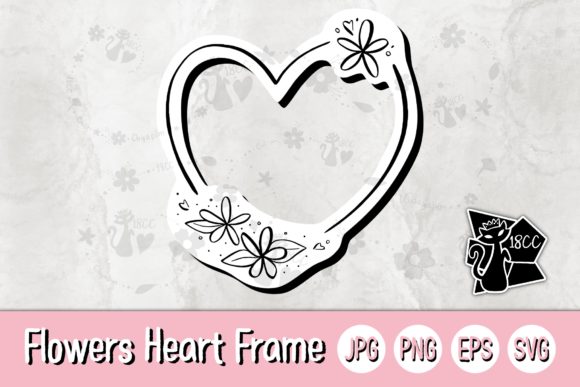 Flowers Heart Frame Graphics for Crafts and Content