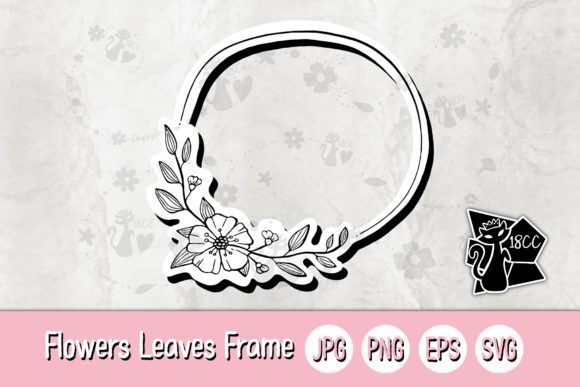 Flowers Leaves Circle Frame 6 Graphics for Crafts