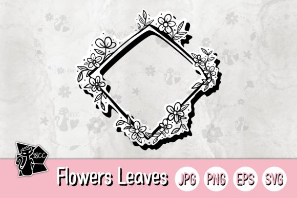 Flowers Leaves Square Diamond Frame Graphics and Crafts