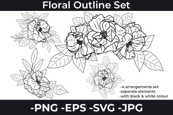 Flowers Line Art Arrangements Set 2: A Designer’s Review for Graphics and Crafts