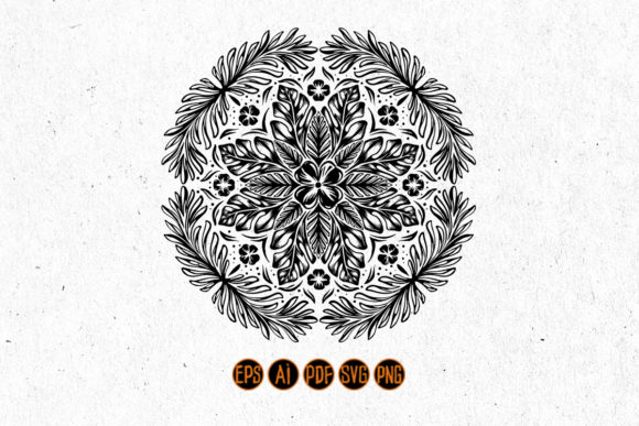 Flowers Mandala Silhouette SVG Clipart for Graphics and Crafts