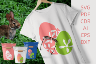 Flowers Patterned Easter Eggs Vector Graphics for Crafts