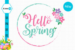 Hello Spring Flowers Circle Graphics for Crafts