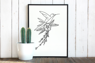 Hummingbird Bring Flowers, Cut File Graphics for Crafts