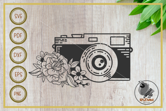 Illustration of a Camera with Flowers Graphics and Crafts Review