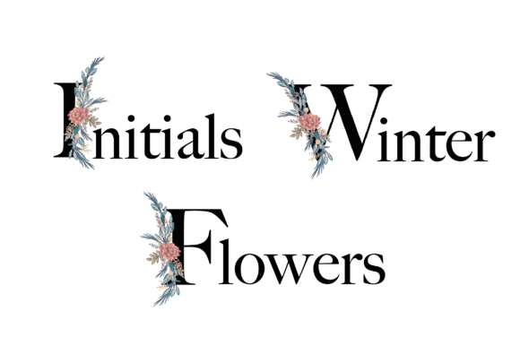 Initials Winter Flowers Graphics for Crafts