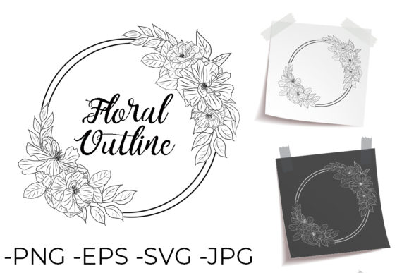 Line Drawing Flowers Frame Set 3: A Designer’s Review for Graphics and Crafts Projects
