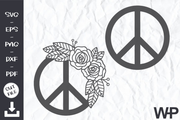 Peace Symbol with Flowers Graphics for Crafts