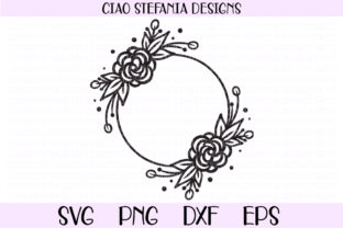 Roses Wreath Flowers Circle Frame Graphics and Crafts