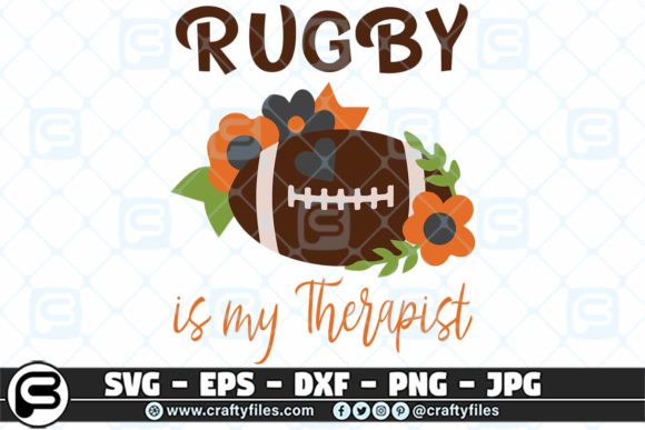 Rugby with Flowers Graphics for Crafts