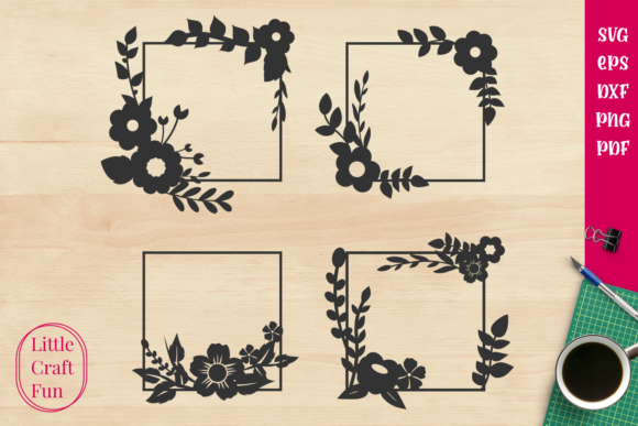 Square Frames Cute Flowers Silhouette Graphics and Crafts Review