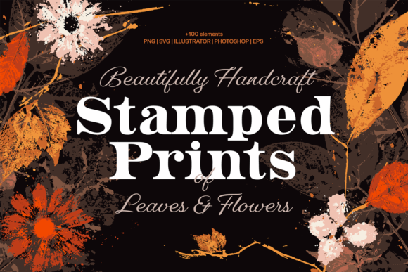 Stamped Prints of Leaves Flowers Graphics in Crafts