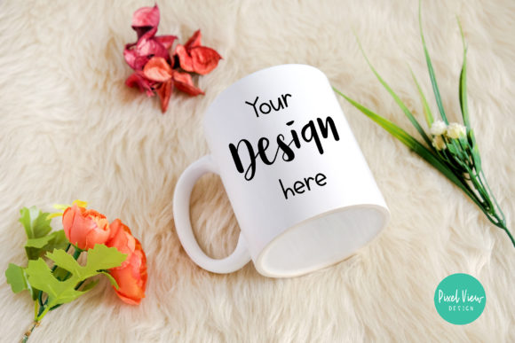 White Mug Mockup with Flowers Graphics and Mugs Review